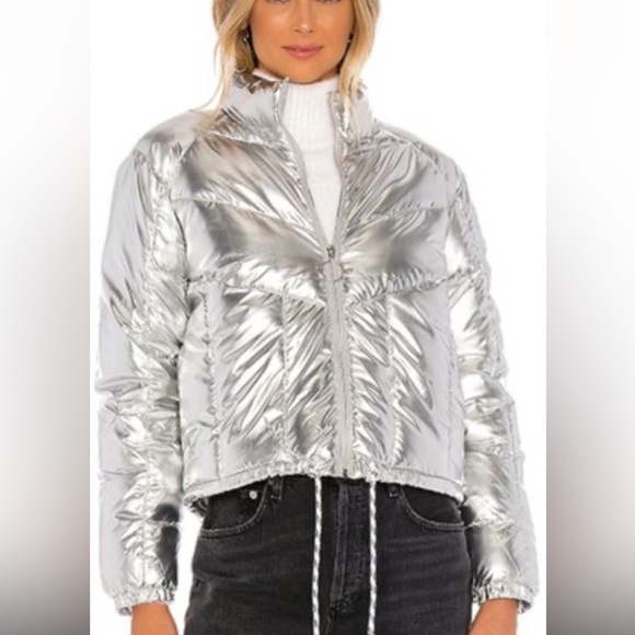 CENTRAL PARK WEST SILVER CROPPED PUFFER REVOLVE JACKET XS - Picture 2 of 12